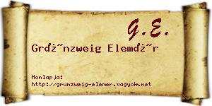 Grünzweig Elemér névjegykártya